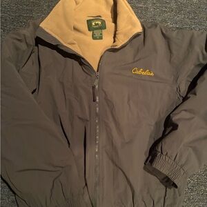 Cabela's Men's Charcoal Windbreaker with Beige Interior